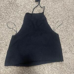 Black Knit Halter Top With